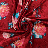 Printed Velvet - WILLOW- 003 - Red Wine