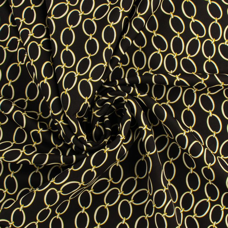 Peachskin Faille Print - NORA - 001 - Black