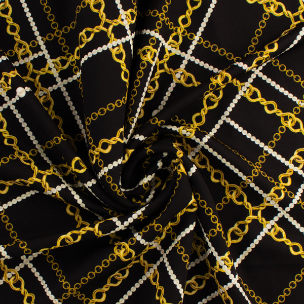 Peachskin Faille Print - NORA - 002 - Black