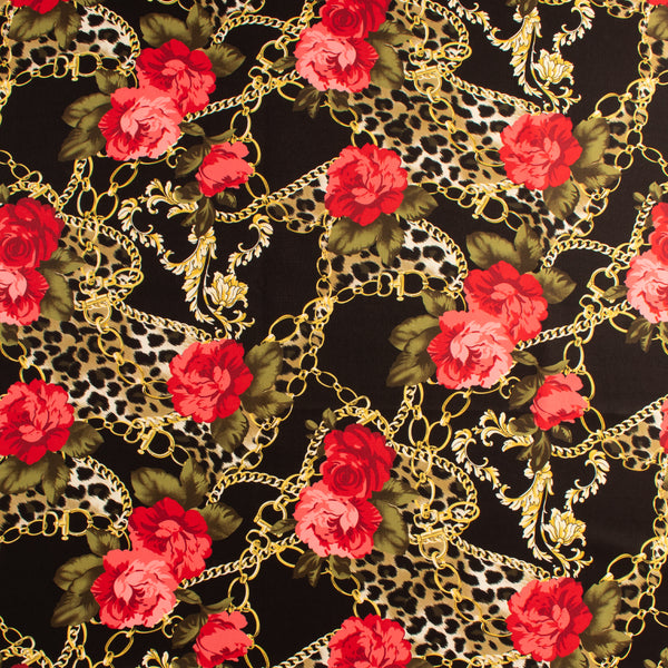 Peachskin Faille Print - NORA - 003 - Black