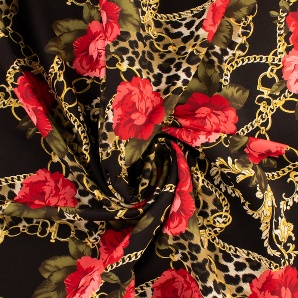 Peachskin Faille Print - NORA - 003 - Black