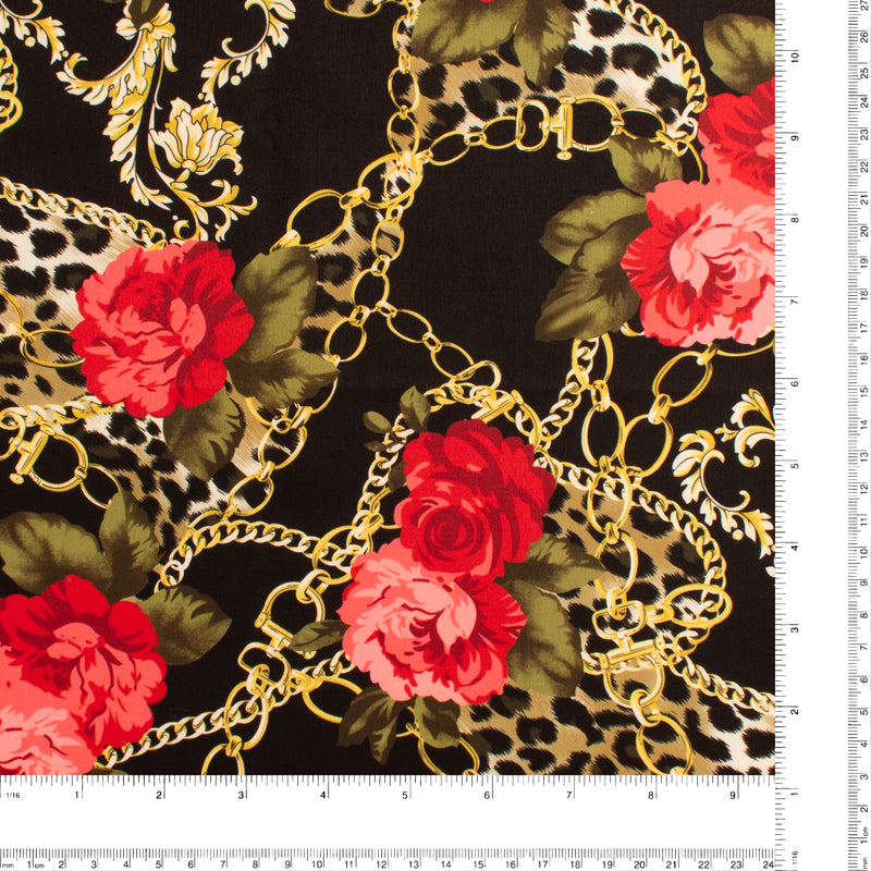 Faille peau de pêche imprimée - NORA - 003 - Noir