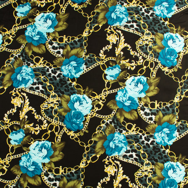 Peachskin Faille Print - NORA - 004 - Black