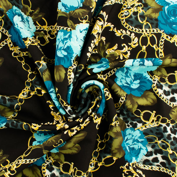 Peachskin Faille Print - NORA - 004 - Black