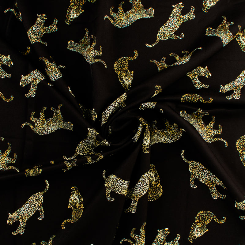 Peachskin Faille Print - NORA - 012 - Black