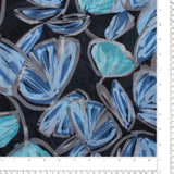 Chiffon avec Imprimé métallique - CANNES - 001 - Abstrait Floral - Bleu