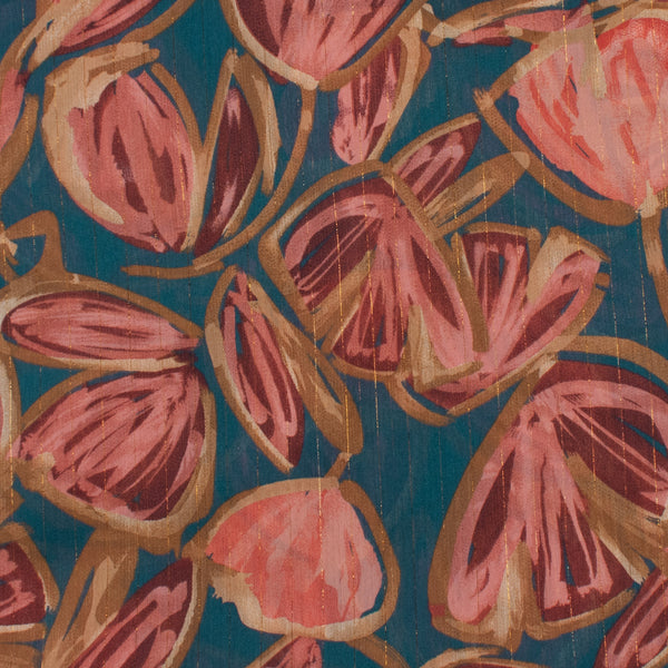 Chiffon with Metallic Print - CANNES - 002 - Floral Abstract - Wine