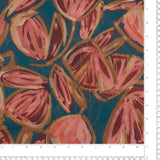 Chiffon avec Imprimé métallique - CANNES - 002 - Abstrait Floral - Vin