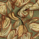 Chiffon avec Imprimé métallique - CANNES - 003 - Abstrait Floral - Chamois