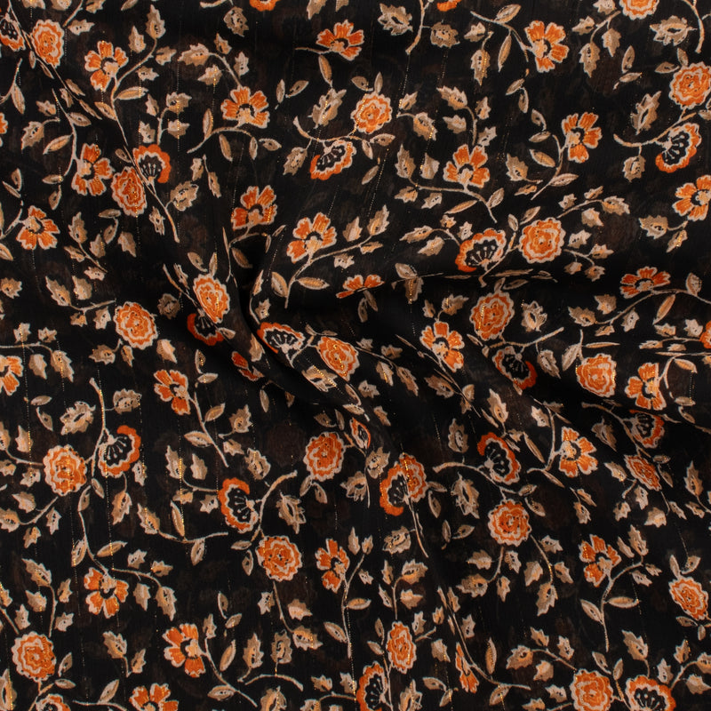 Chiffon avec Imprimé métallique - CANNES - 004 - Calicot - Noir