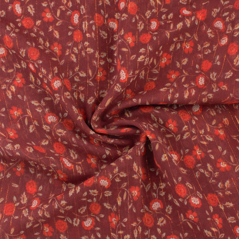 Chiffon avec Imprimé métallique - CANNES - 005 - Calicot - Vin Profond