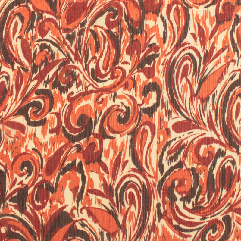 Chiffon with Metallic Print - CANNES - 010 - Paisley - Burnt Orange