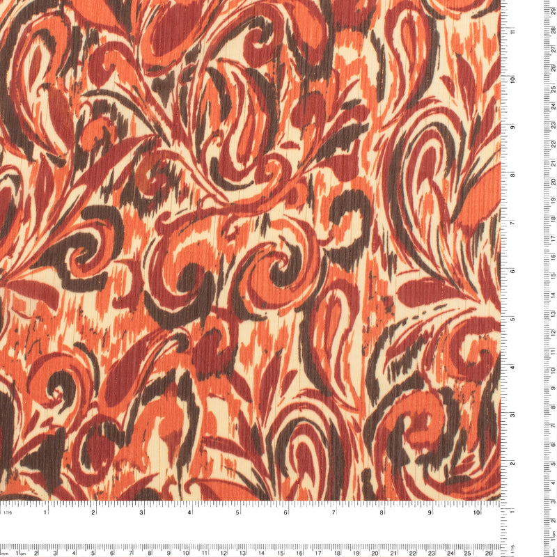 Chiffon with Metallic Print - CANNES - 010 - Paisley - Burnt Orange