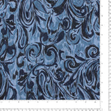 Chiffon with Metallic Print - CANNES - 011 - Paisley - Blue