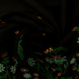 Mélange de rayonne brodé - EN FLEUR - 001 - Noir