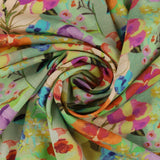Mix of printed rayon and Linen  - BARBADOS - 008 - Green