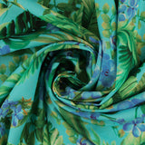 Mix of printed rayon and Linen  - BARBADOS - 012 - Aqua