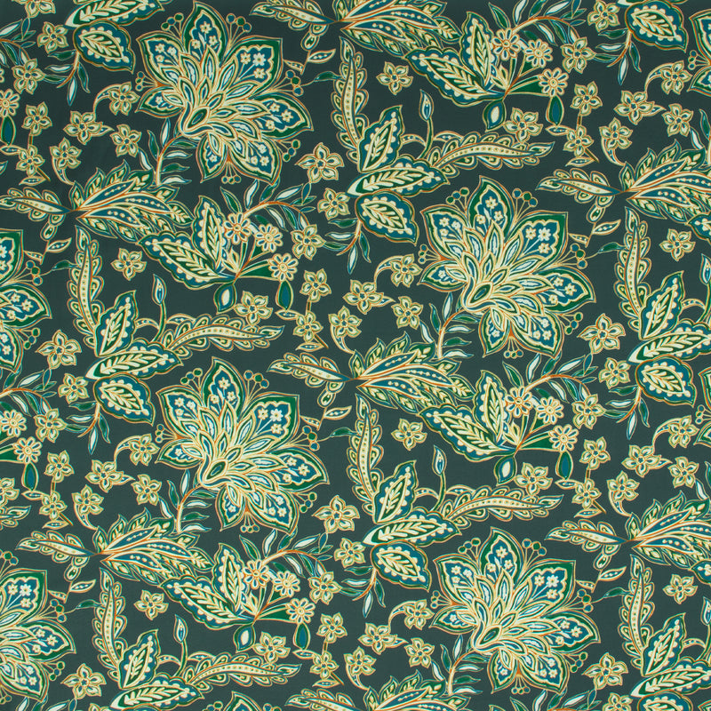 Printed Satin - NORA - 001 - Teal
