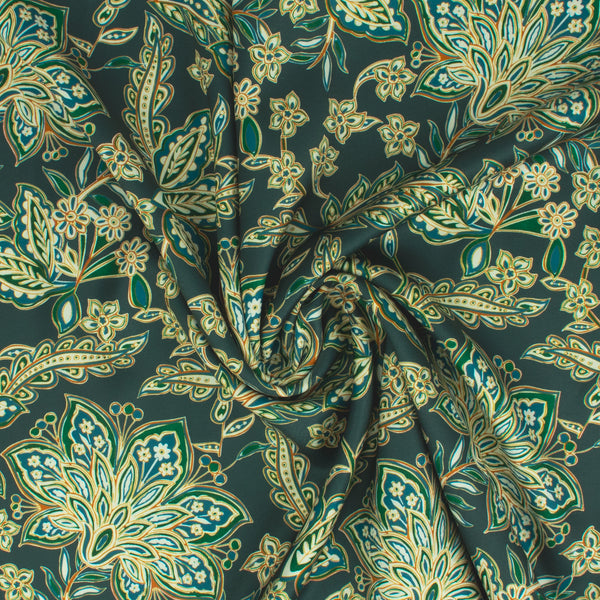 Printed Satin - NORA - 001 - Teal