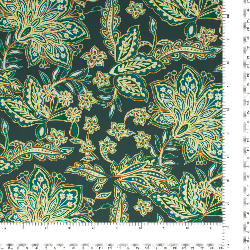 Printed Satin - NORA - 001 - Teal