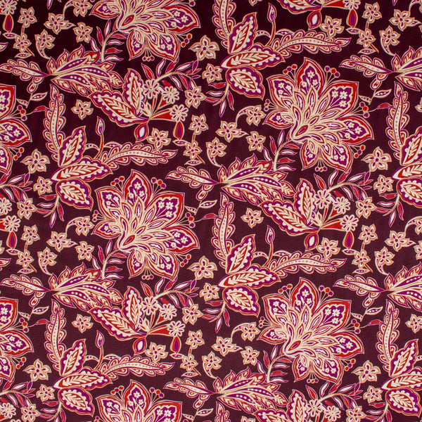 Printed Satin - NORA - 002 - Merlot