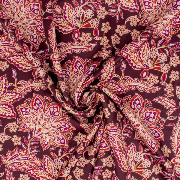 Printed Satin - NORA - 002 - Merlot