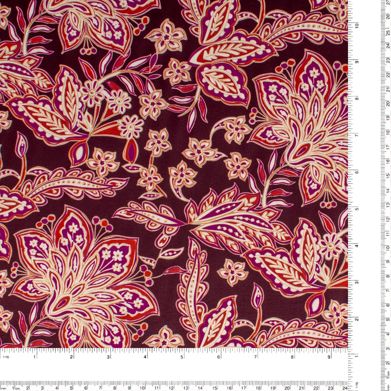 Satin imprimé - NORA - 002 - Merlot