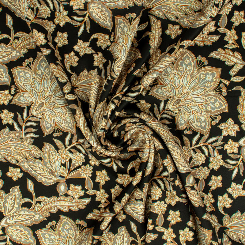Satin imprimé - NORA - 003 - Noir