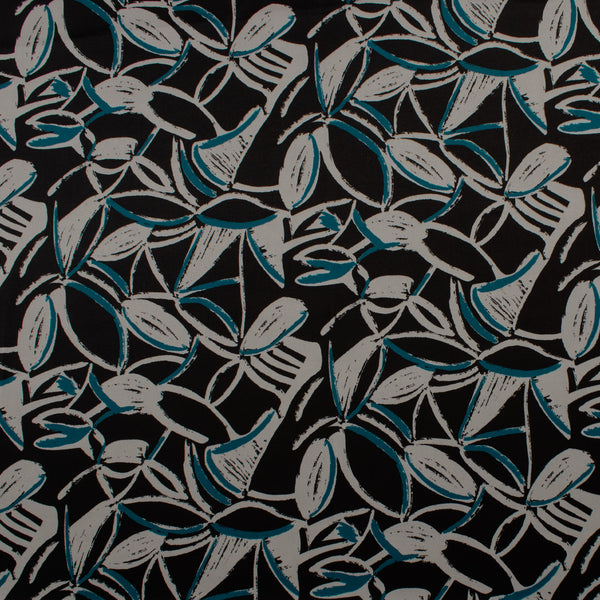 Printed Satin - NORA - 005 - Black