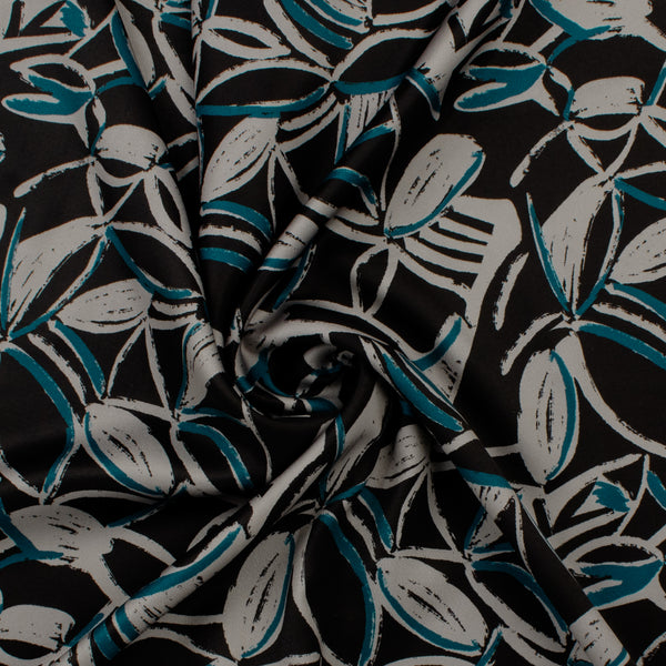 Printed Satin - NORA - 005 - Black