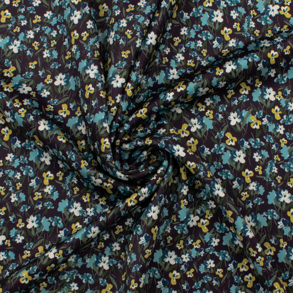 Printed Satin - NORA - 007 - Eggplant