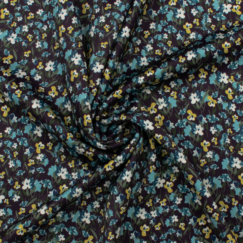 Satin imprimé - NORA - 007 - Aubergine