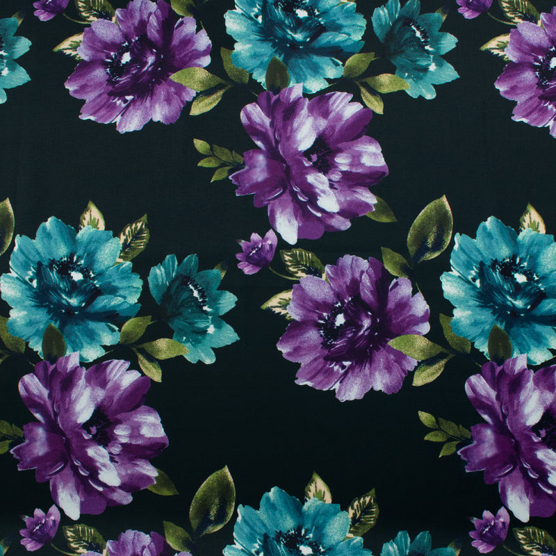 Satin imprimé - NORA - 011 - Sarcelle Foncé