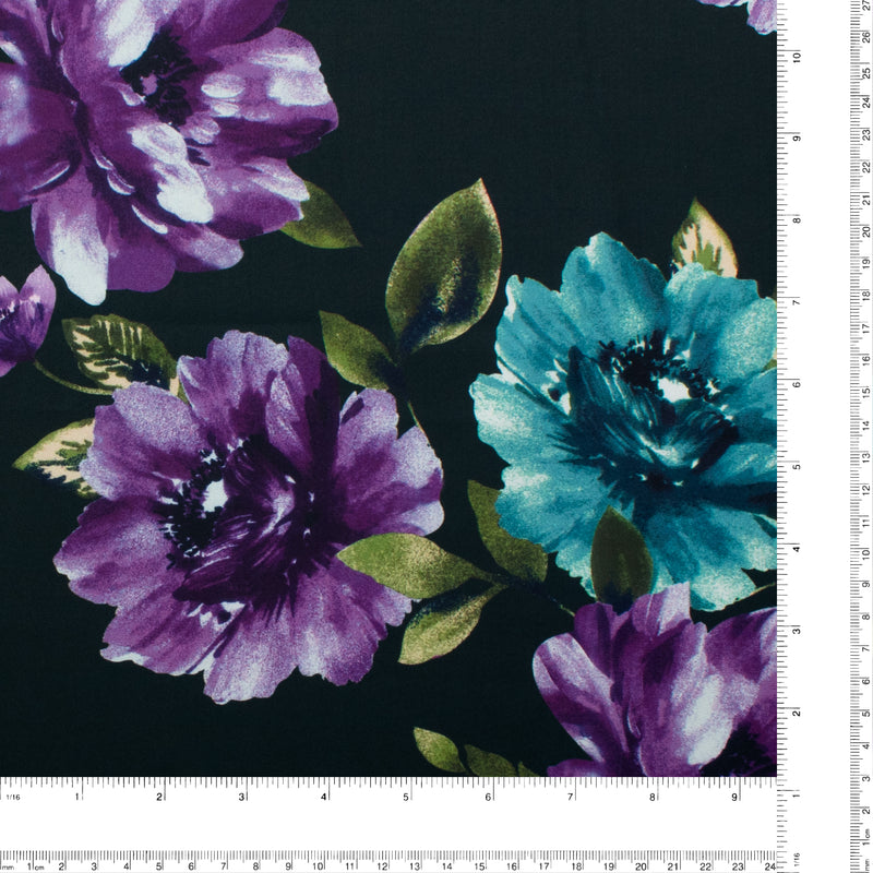 Satin imprimé - NORA - 011 - Sarcelle Foncé