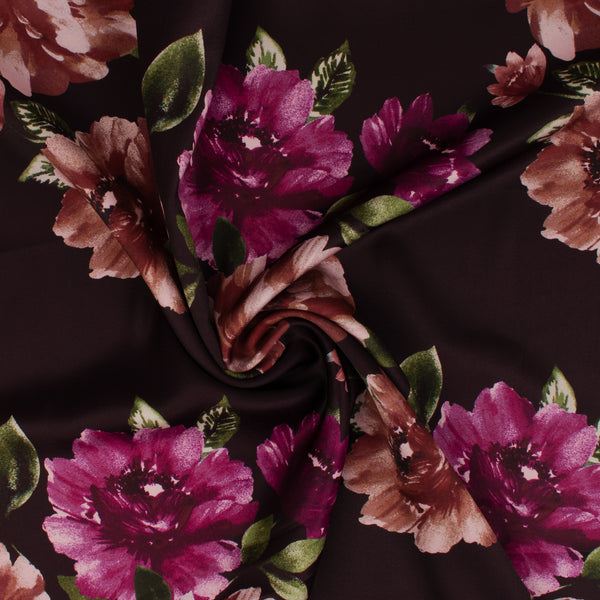 Printed Satin - NORA - 012 - Plum