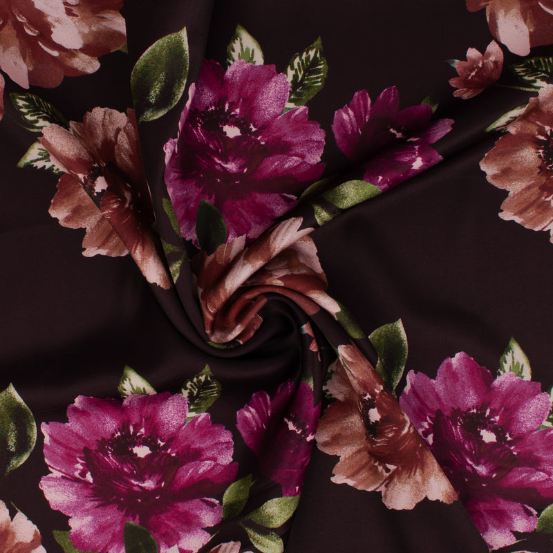 Satin imprimé - NORA - 012 - Prune