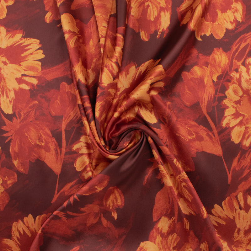 Satin imprimé - GEMELLA - 001 - Merlot