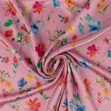 Satin imprimé - ELEGANZA - 006 - Rose