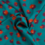 Satin imprimé - CLARISSA - 010 - Sarcelle