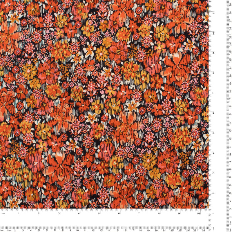 Rayon Twill Print - PANDORA - 005 - Burnt Orange