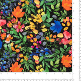 Popeline de rayonne imprimée - <MILA> - 001 - Noir