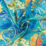 Popeline de rayonne imprimée - <MILA> - 008 - Aqua