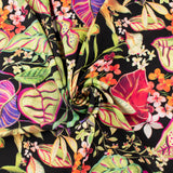 Popeline de rayonne imprimée - <MILA> - 010 - Noir