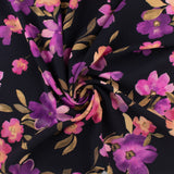 Popeline de rayonne imprimée - <MILA> - 011 - Noir