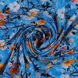 Popeline de rayonne imprimé - <MORGAN> - 005 - Bleu