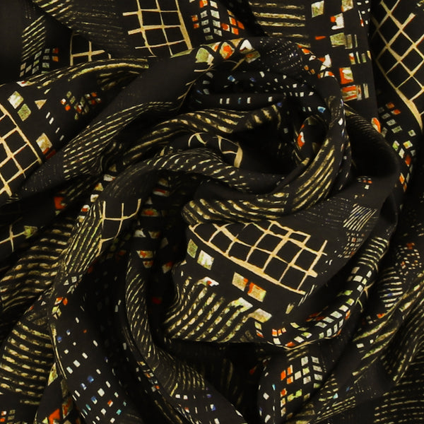 Rayon Print - ARIELLE - 002 - Black