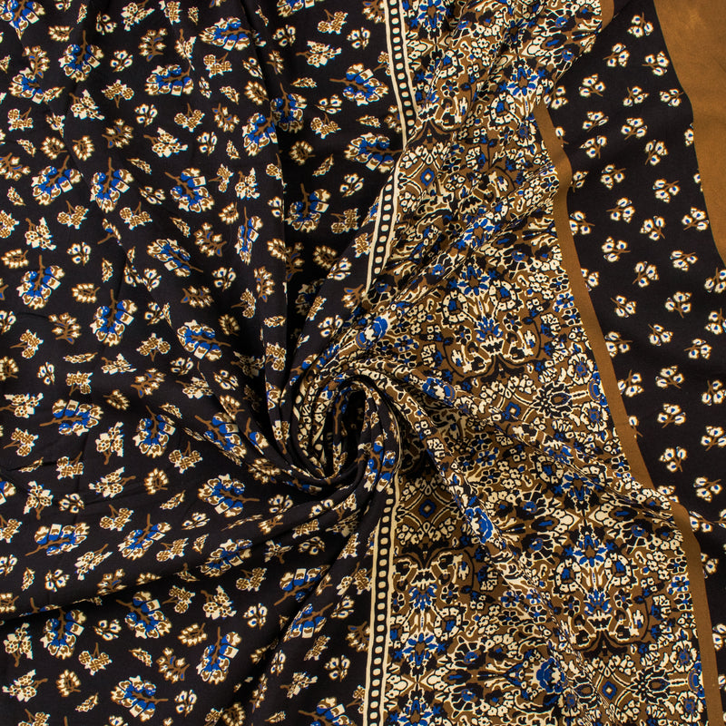 Challis de rayonne imprimé - NORA - 003 - Noir