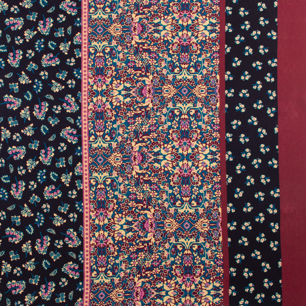 Challis de rayonne imprimé - NORA - 004 - Marine