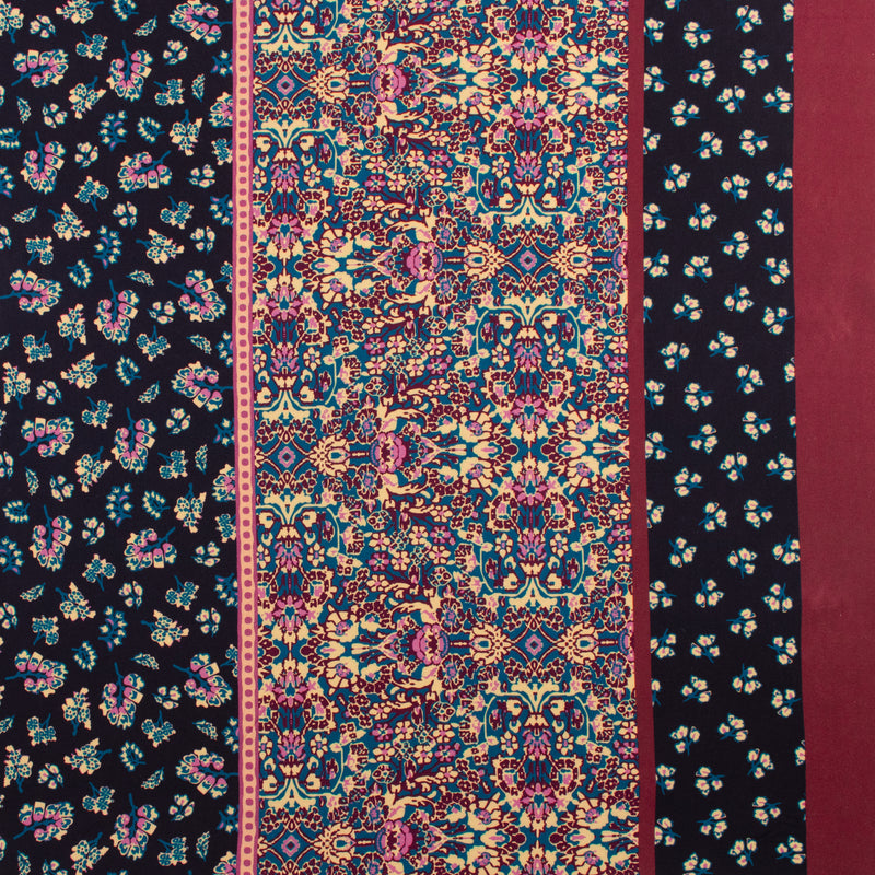 Challis de rayonne imprimé - NORA - 004 - Marine