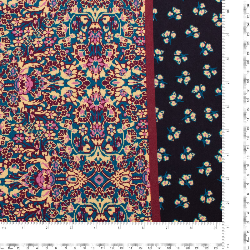 Challis de rayonne imprimé - NORA - 004 - Marine